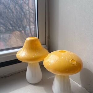 Yellow Glass Mushroom Vases
